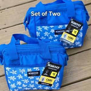 Igloo Blue Floral Cooler Bags - Set of Two